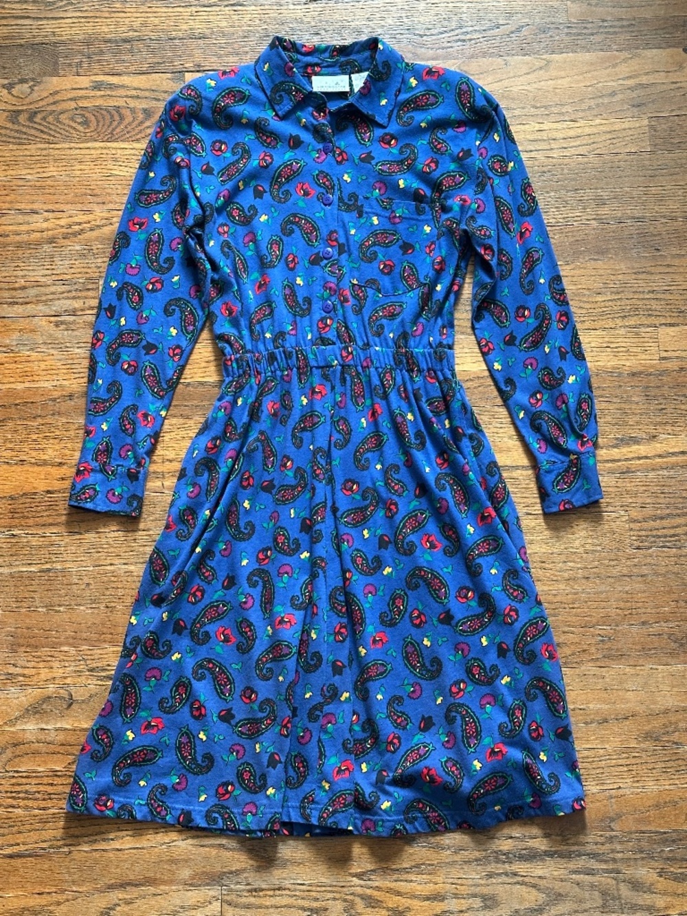 Vintage Cottagecore Liz Claiborne 100% Cotton Long-Sleeve Dress